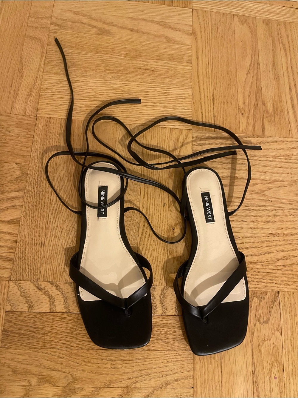 Nine West Black Wrap Thong Sandals